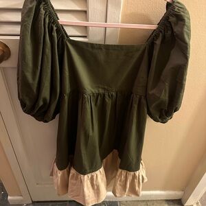 Anthropologie X Sachin & Babi Moss and Beige Dress